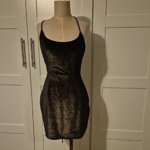 Chic Black and Gold Strappy Dress